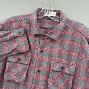 MuskOx Shirt Mens 3XL Gray Red Plaid Flannel Button Up Long Sleeve Outdoor
